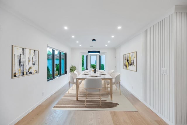 1 Bentley Rd, Great Neck, NY 11023 - dining room featuring light wood-style floors, recessed lighting, and baseboards