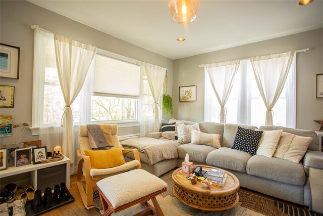 445 W Walnut St, Long Beach, NY 11561 - living area with wood finished floors and recessed lighting