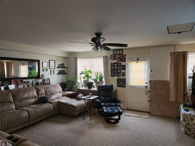 9-16 Bch 98th St, Rockaway Park, NY 11694 - living area with a ceiling fan and carpet