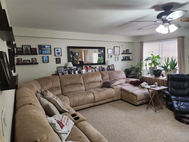 9-16 Bch 98th St, Rockaway Park, NY 11694 - carpeted living area featuring ceiling fan