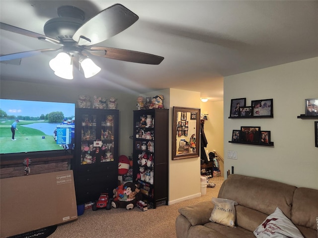 9-16 Bch 98th St, Rockaway Park, NY 11694 - living room featuring carpet and a ceiling fan