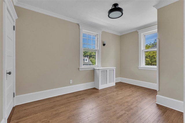 46 Mechanic St, Huntington, NY 11743 - spare room featuring hardwood / wood-style floors, baseboards, and crown molding
