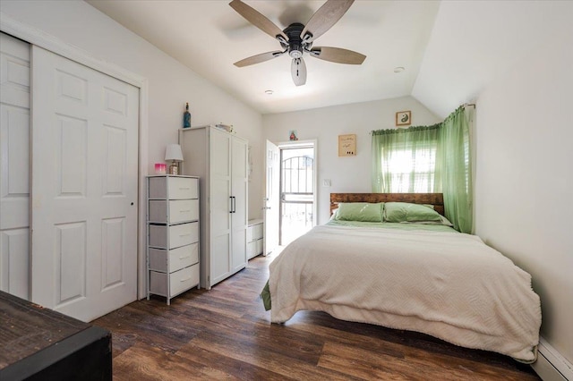 133B Edgewater Park Unit 133B, Bronx, NY 10465 - bedroom with dark wood finished floors, a baseboard radiator, and ceiling fan