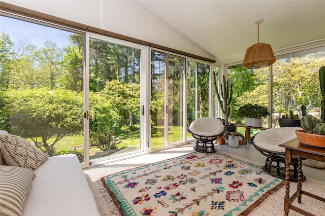 110 Sherwood Hill Rd, Brewster, NY 10509 - sunroom featuring vaulted ceiling and view of wooded area
