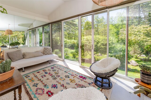 110 Sherwood Hill Rd, Brewster, NY 10509 - sunroom / solarium with vaulted ceiling, healthy amount of natural light, and an outdoor hangout area