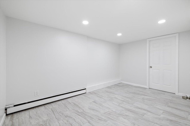 121 Arlington Ave, Wyandanch, NY 11798 - unfurnished room with baseboard heating, recessed lighting, and baseboards