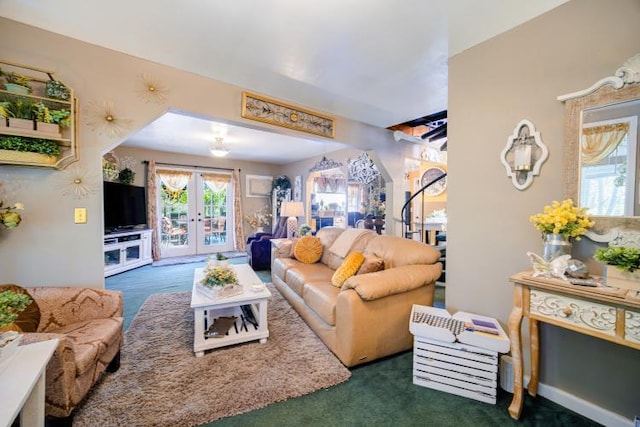 559 Noxon Rd, Poughkeepsie, NY 12603 - living area featuring french doors and carpet flooring