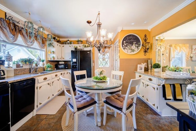 559 Noxon Rd, Poughkeepsie, NY 12603 - dining area featuring a chandelier and ornamental molding