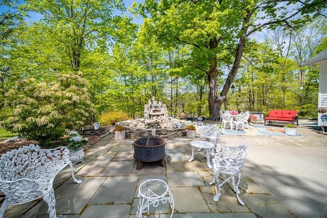 559 Noxon Rd, Poughkeepsie, NY 12603 - view of patio / terrace featuring an outdoor living space with a fireplace