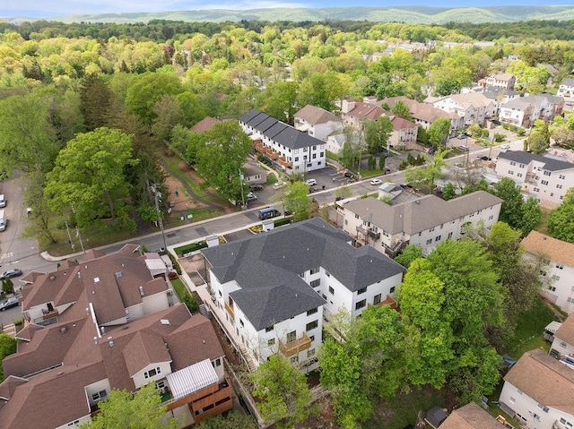 aerial view of residential area with a forest