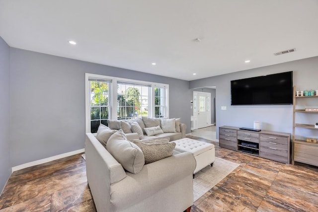59 Saddle Ln, Levittown, NY 11756 - living area featuring baseboards and recessed lighting