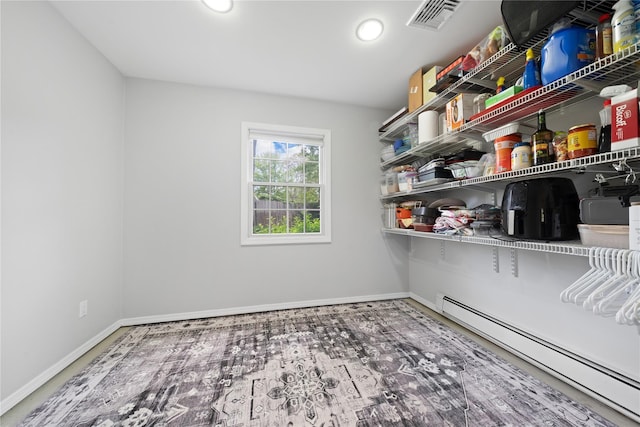pantry with baseboard heating