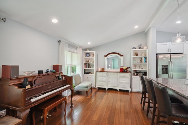 17 Kingswood Way, South Salem, NY 10590 - living area with lofted ceiling, dark wood-style floors, and recessed lighting