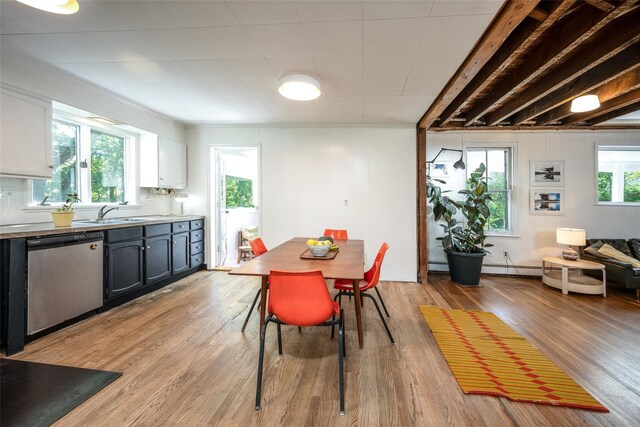 3 York St, Beacon, NY 12508 - dining room featuring light wood-type flooring, a baseboard radiator, and baseboard heating