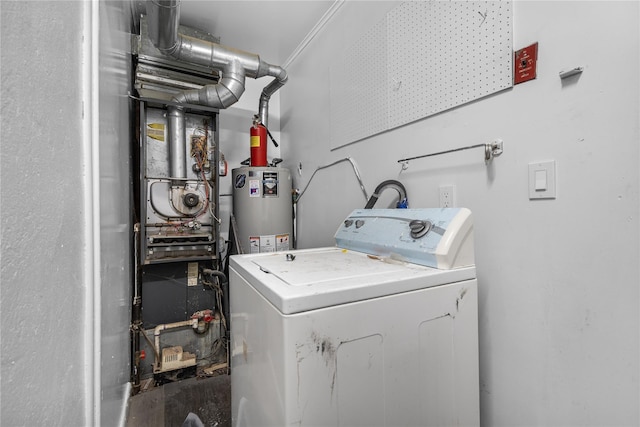 13 Barnett Rd E, Monroe, NY 10950 - clothes washing area featuring washer / dryer and gas water heater