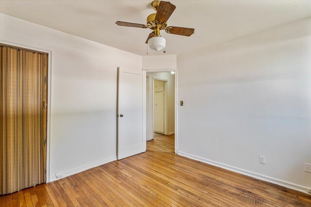 220-29 73rd Ave Lower, Lower, Oakland Gardens, NY 11364 - unfurnished bedroom with light wood-type flooring, baseboards, and ceiling fan