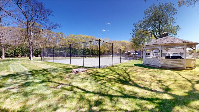 124 Montauk Hwy, Westhampton, NY 11977 - view of swimming pool with a tennis court and a gazebo