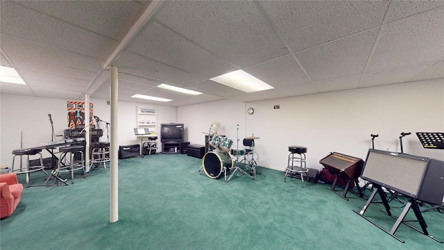 124 Montauk Hwy, Westhampton, NY 11977 - misc room featuring carpet floors and a paneled ceiling