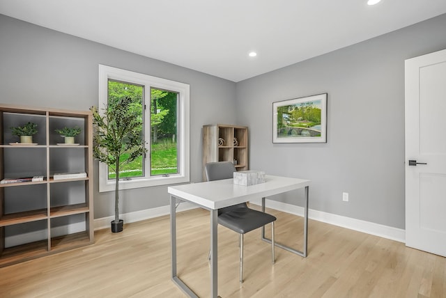 92 Random Farms Dr, Chappaqua, NY 10514 - office area featuring light wood-type flooring, baseboards, and recessed lighting