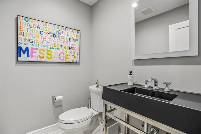 92 Random Farms Dr, Chappaqua, NY 10514 - half bath featuring toilet, a sink, and baseboards