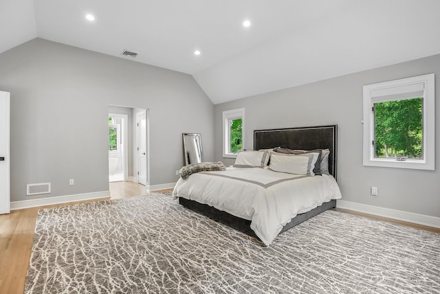 92 Random Farms Dr, Chappaqua, NY 10514 - bedroom with vaulted ceiling, multiple windows, light wood finished floors, recessed lighting, and baseboards