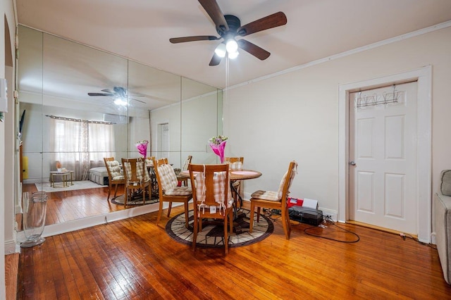 31 Thurman St, Yonkers, NY 10701 - dining room featuring ceiling fan, wood-type flooring, and ornamental molding