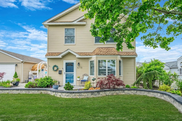 510 Fire Island Ave, Babylon, NY 11702 - view of front of property with a front yard and a shingled roof