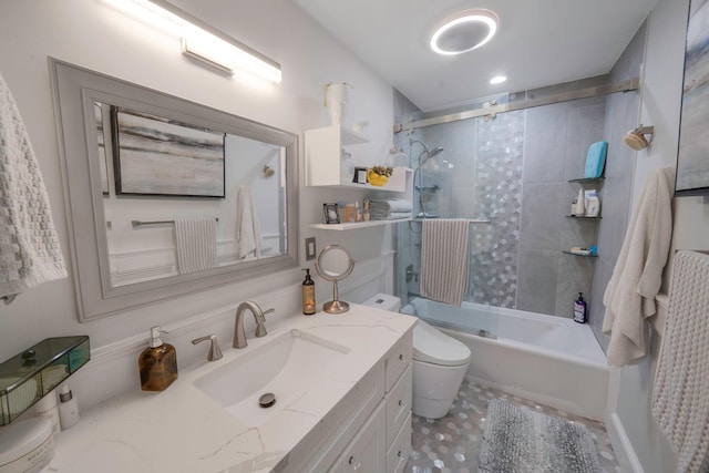 510 Fire Island Ave, Babylon, NY 11702 - full bathroom with toilet, shower / bath combination with glass door, and vanity
