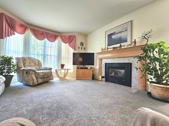 53 Olde Wagon Rd Unit 53, Warwick, NY 10990 - carpeted living area featuring a tiled fireplace