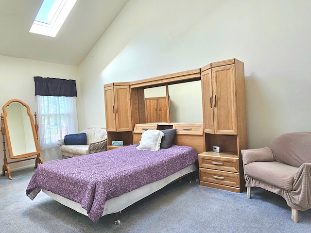 53 Olde Wagon Rd Unit 53, Warwick, NY 10990 - bedroom with high vaulted ceiling, a skylight, and carpet