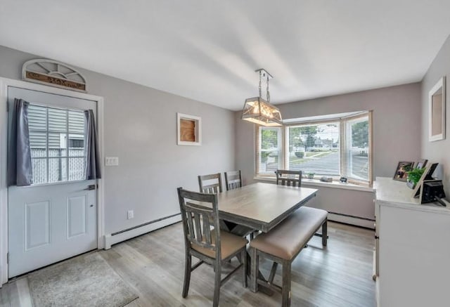 91 Valley Rd, Levittown, NY 11756 - dining space featuring a baseboard radiator and light wood-style floors