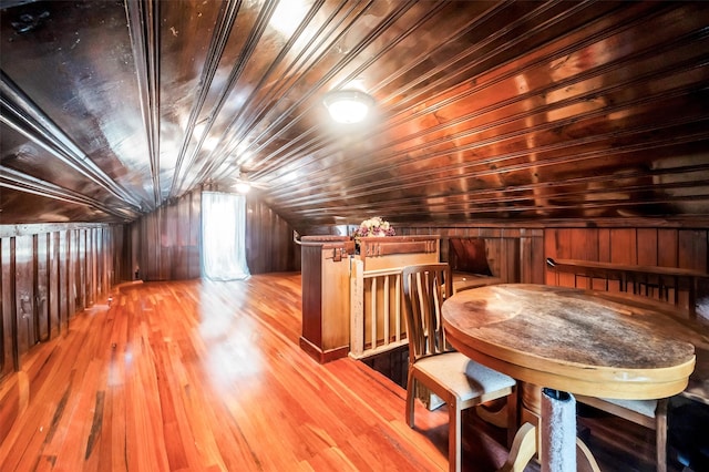 9 Forest Rd, Kings Park, NY 11754 - bonus room with wooden walls, hardwood / wood-style floors, vaulted ceiling, and wooden ceiling