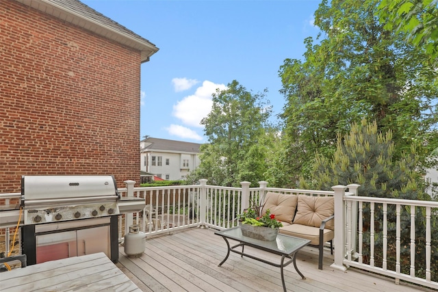 332 E 240th St, Bronx, NY 10470 - wooden terrace featuring area for grilling and an outdoor living space