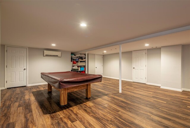 21 Grayon Dr, Dix Hills, NY 11746 - rec room featuring a wall mounted AC, wood finished floors, baseboards, pool table, and recessed lighting