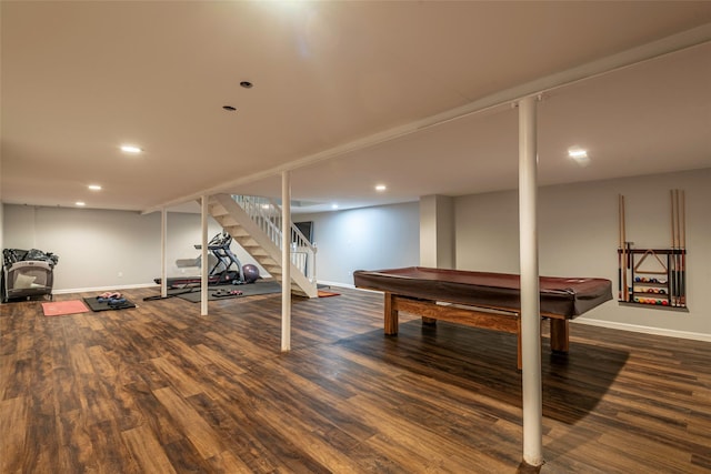 21 Grayon Dr, Dix Hills, NY 11746 - playroom featuring wood finished floors, billiards, baseboards, and recessed lighting