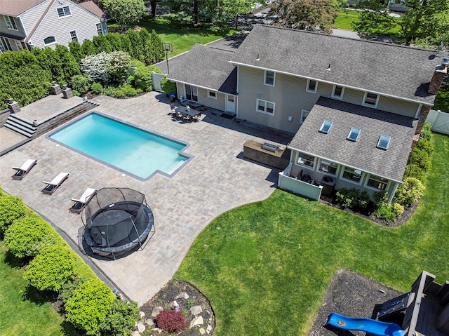 21 Grayon Dr, Dix Hills, NY 11746 - swimming pool with a fire pit and a patio area
