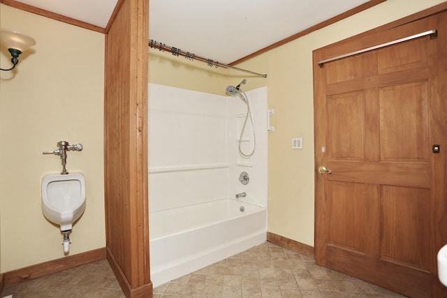 1143 State Route 17b, Mongaup Valley, NY 12762 - bathroom with baseboards, tub / shower combination, and crown molding