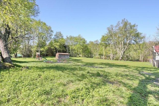 1143 State Route 17b, Mongaup Valley, NY 12762 - view of grassy yard featuring a storage unit and an outdoor structure