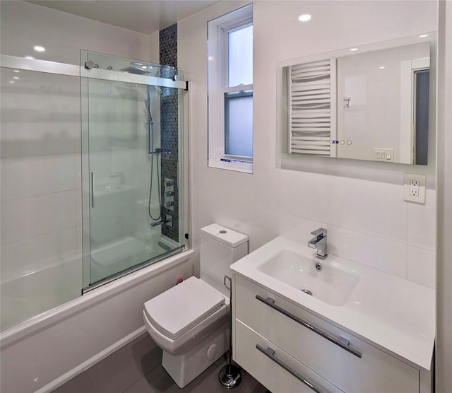58-09 61st St, Maspeth, NY 11379 - bathroom with combined bath / shower with glass door, vanity, and tasteful backsplash