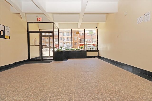 14428 Barclay Ave Unit 2C, Flushing, NY 11355 - building lobby featuring coffered ceiling and beam ceiling