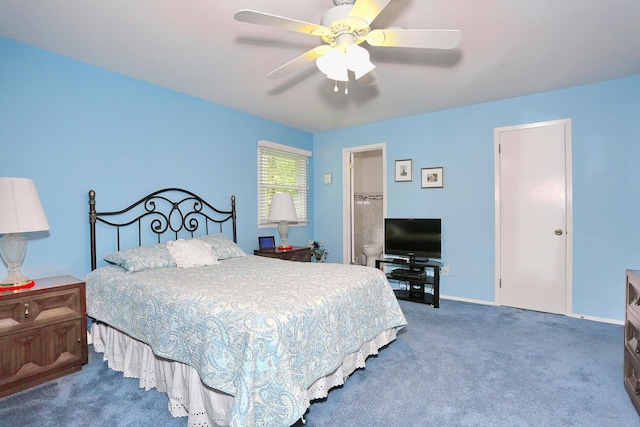 4 Stockbridge Ave, Suffern, NY 10901 - bedroom featuring carpet flooring, baseboards, a ceiling fan, and connected bathroom