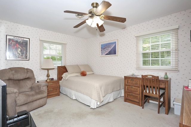 4 Stockbridge Ave, Suffern, NY 10901 - bedroom featuring wallpapered walls, light carpet, and ceiling fan