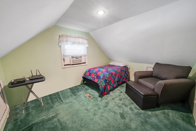 187 Mark Tree Rd, Centereach, NY 11720 - bedroom with cooling unit, lofted ceiling, and carpet floors