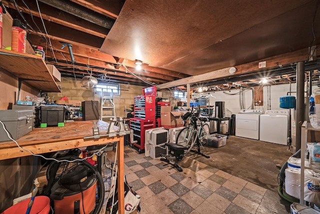 187 Mark Tree Rd, Centereach, NY 11720 - below grade area with washing machine and clothes dryer