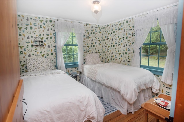 bedroom with crown molding
