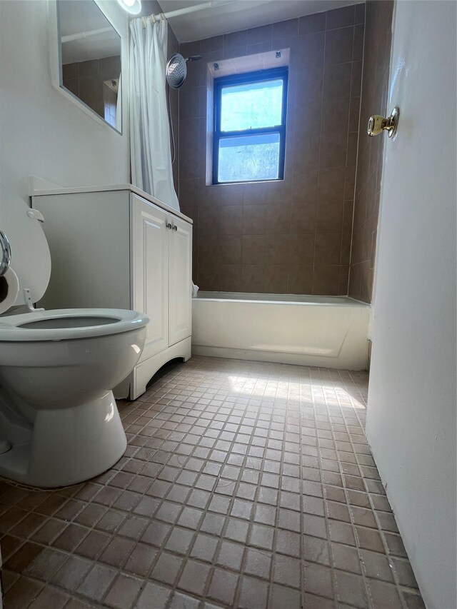215-44 47th Ave Unit 2B, Bayside, NY 11361 - bathroom featuring tile patterned flooring, toilet, and shower / bath combination with curtain