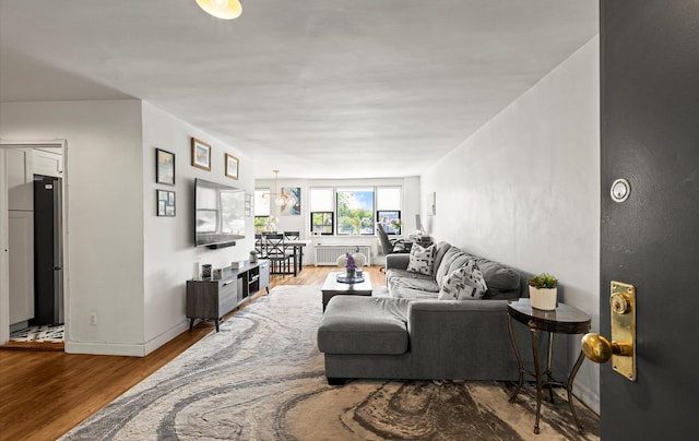living room with wood finished floors