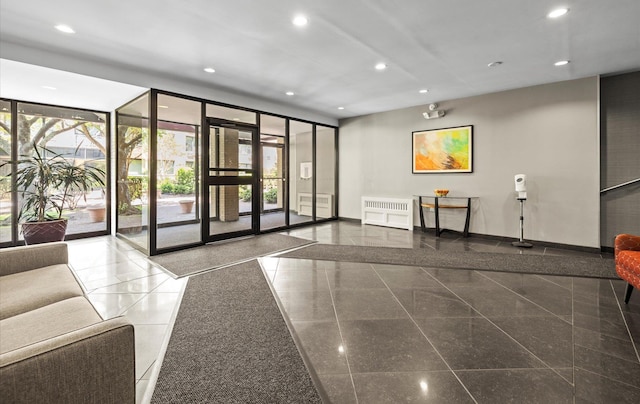 building lobby with recessed lighting