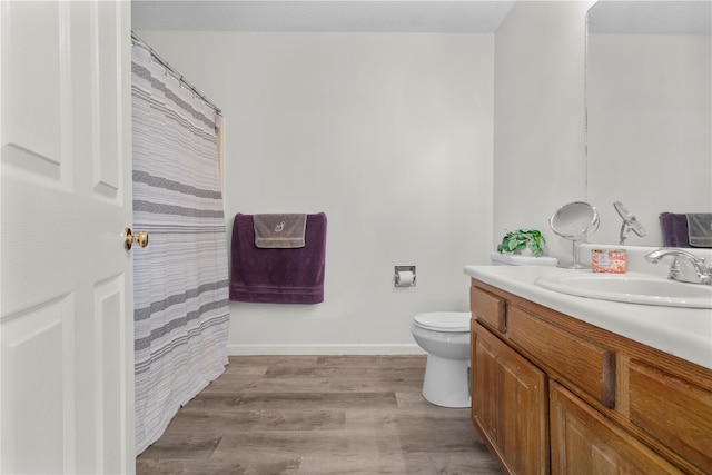 37 Spruce St, Pawling, NY 12564 - bathroom with vanity, toilet, wood finished floors, a shower with shower curtain, and baseboards