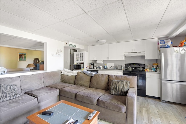 3 Summit Dr, Baiting Hollow, NY 11933 - living area with a drop ceiling and light wood-type flooring
